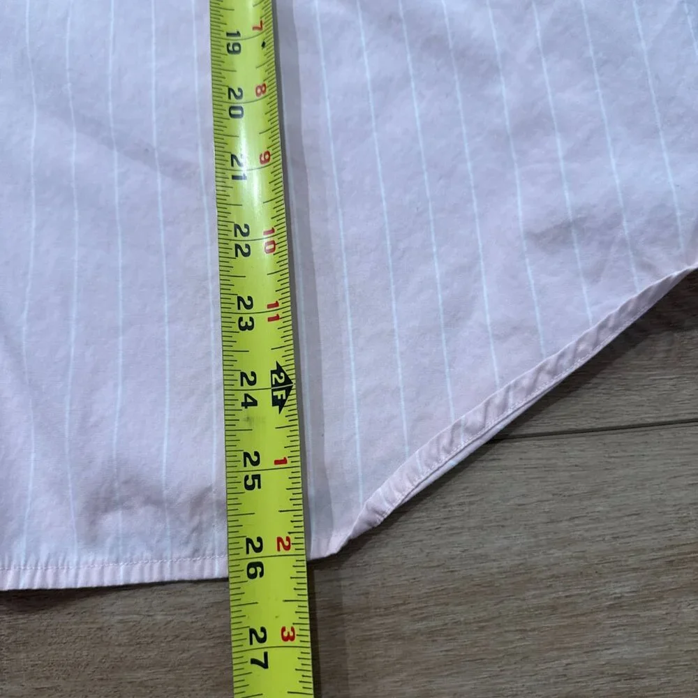 Lauren Ralph Lauren Women’s Pink Pin Stripe Pearl Button Down Collar Shirt Sz XL - Picture 5 of 12